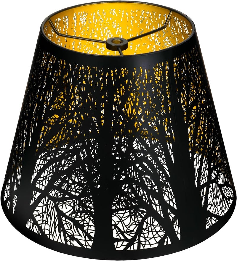 ALUCSET Small Lamp Shade, Barrel Metal Lampshade with Pattern of Trees for Table Lamp and Floor Light, Top Diameter 6 X Bottom Diameter 10 X Height 7.5 Spider - Image 1